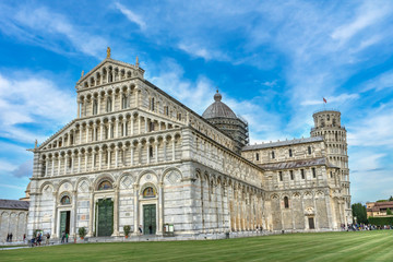 Fototapeta na wymiar Cathedral Leaning Tower Piazza del Miracol Pisa Italy