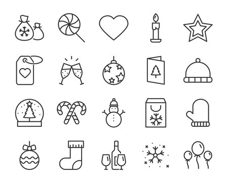 set of christmas and happy new yearicons 