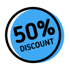 50 percent discount stamp on white
