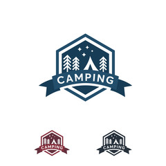 Camping Expedition logo designs badge vector