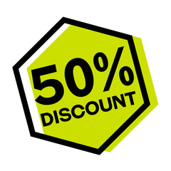50 percent discount stamp on white