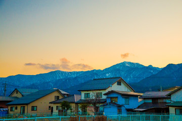 Naklejka premium Japan Alps from Nagano side in Japan. Japan Alps is located between Nagano and Toyama prefectures.