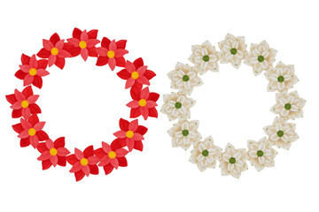 watercolor christmas and new year decoration floral round wreath isolated on white background. Hand drawn decoration laurel element set. Good for xmas design.