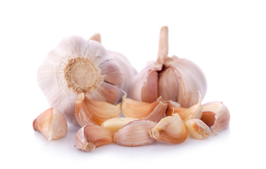 Isolated garlic. Raw garlic with segments isolated on white background, with clipping path