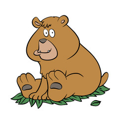 Naklejka premium Brown bear sitting cartoon