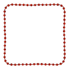 Christmas red garland with round beads in a square frame