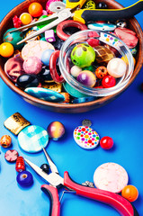 Bead on blue background