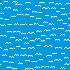 Abstract vector waves seamless pattern on blue