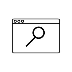 Search the web page sign. Loupe on internet pop up sign