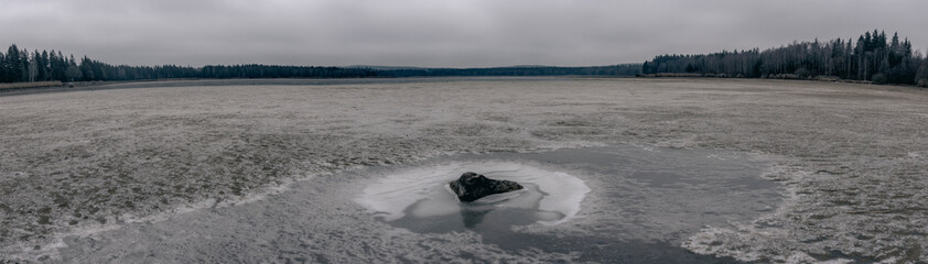 panorama frozen lake
