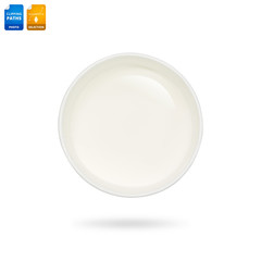 Milk cup isolated on white background. Paper bowl for drink. Clipping paths object.