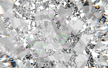 Diamond with caustic close up texture, 3D illustration. 