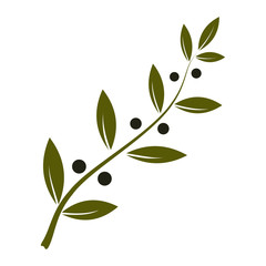 Olive Branch Flat Icon. Vector Illustration.
