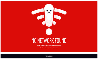 Website down Concept. Web Page not loading / opening. No Internet connection icon. Weak, no signal, bad antenna sign. Cute Wifi Character. 