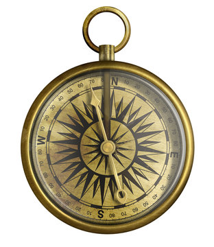 Vintage compass 3d illustration isolated on white