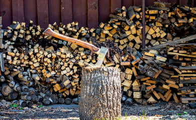 Firewood and ax