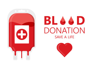 Blood Donation Bag Heart Save Life Vector Icon
