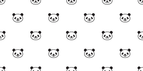 bear seamless pattern panda vector polar bear bamboo teddy scarf isolated tile background cartoon repeat wallpaper doodle illustration white