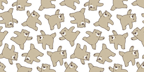 bear seamless pattern vector polar bear run Happy teddy panda scarf isolated tile background cartoon illustration doodle repeat wallpaper