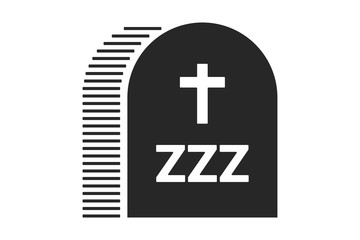 tombstone with cross in illustration of flat minimalist style