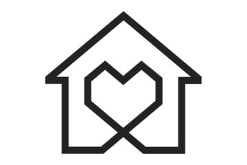 House with heart shape within, love home symbol