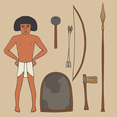 set of ancient  egyptian weapons