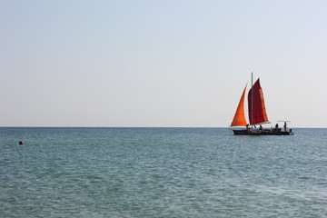 Fototapeta premium sailing boat in sea