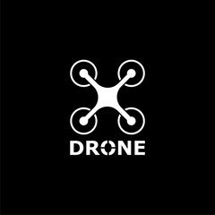 Quadrocopter logo, Drone Icon on dark background