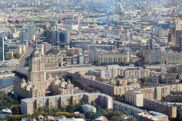 Moscow panorama from the top of a tower in Moscow city business center	