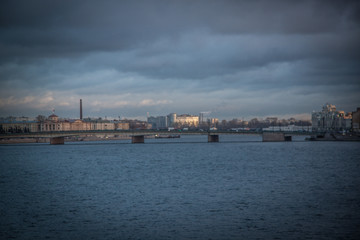 Fototapeta premium vintage low-rise houses on the river bank