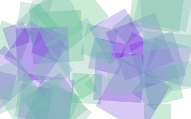 Multicolored translucent squares on white background. Green tones. 3D illustration