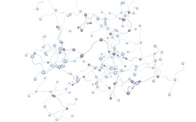 Neural network. Social network. Futuristic dna, deoxyribonucleic acid. Abstract molecule, cell illustration, mycelium. Light background. 3D illustration