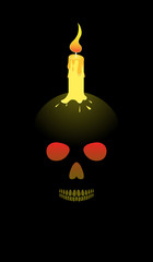 Skull and Candle Illustration Vector Icon