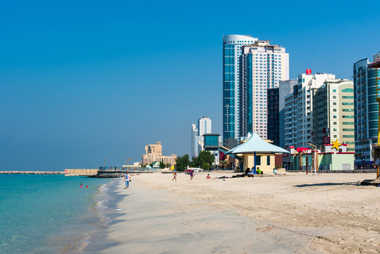 Ajman Corniche Beach beautiful coast in the city downtown area