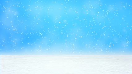 Snows  (various big and small size) fall from above on white snow gradient background. For Christmas, new year celebration, poster, banner, card, gift wrap