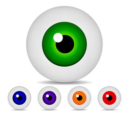 Set of Realistic Eyeses isolated on white background. Icons 3d Round Image Colored Eyeballs. Vector Illustration for Your Design, Game, Card, Web.