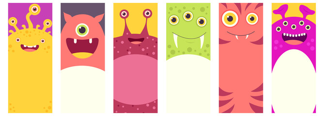 Set of vertical banners with cute monsters © frenta