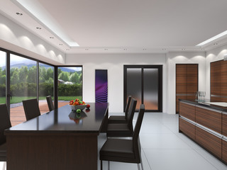 3D rendering modern kitchen