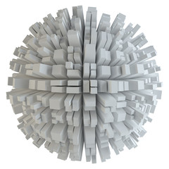 Abstract White Sphere With Cubes