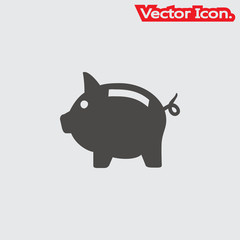 Pig icon isolated sign symbol and flat style for app, web and digital design. Vector illustration.