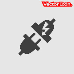 Plug socket icon isolated sign symbol and flat style for app, web and digital design. Vector illustration.