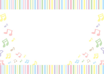 音符　ストライプ背景