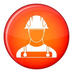 Builder icon in red circle isolated on white background vector illustration