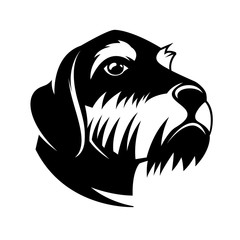 Dachshund head illustration. Design elements for logo, label, sign, poster, card, banner.