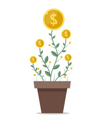 Money Pot Investing Vector Icon Illustration