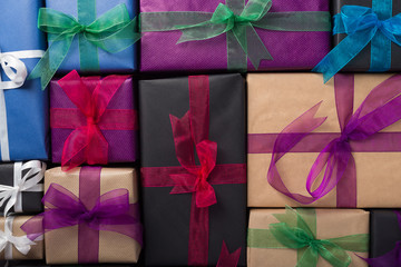 Colorful gift boxes background