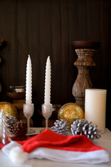 Decoration candles merry christmas and happy new year