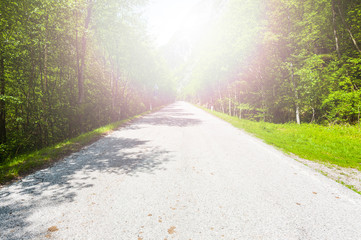 Obraz premium Valley with highway at sunrise