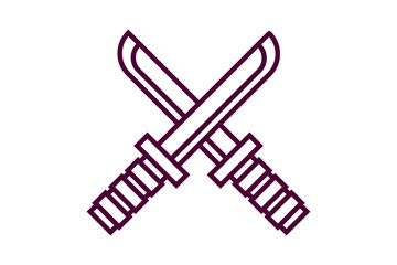 crossed knives, combat blades flat vector illustration