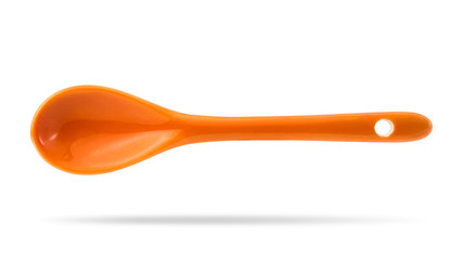 Ceramic spoon isolated on white background. Tablespoon for eat soup. Clipping paths object.